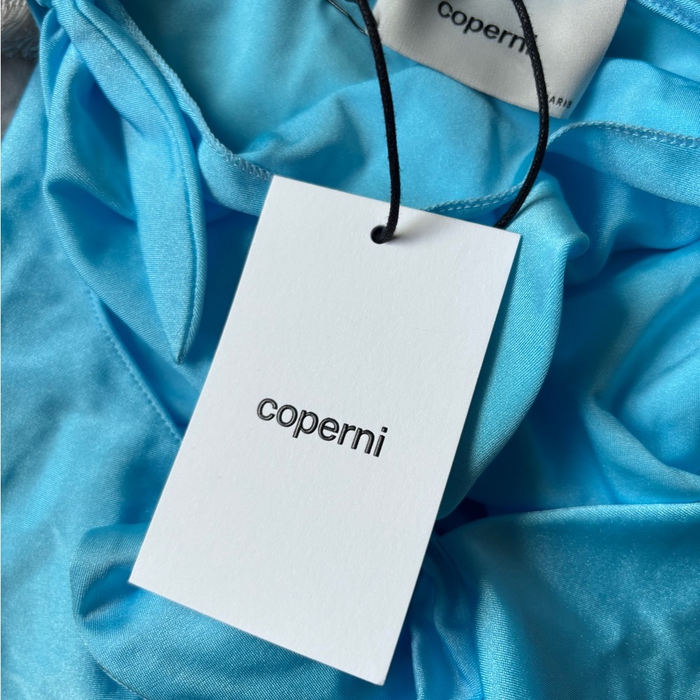 NWT Coperni Turquoise Blue Asymmetrical Maxi Dress - Picture 4 of 11
